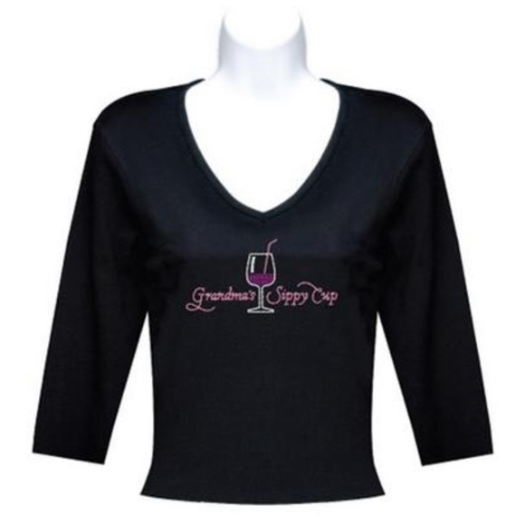 3/4 Sleeve Grandma's Sippy Cup Rhinestone T-Shirt - Picture 1 of 1